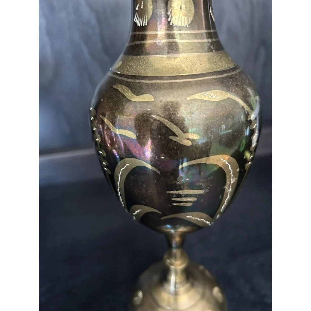 Vtg Brass Vase India 11